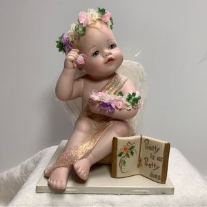 “Pretty is as Pretty Does” Cherub Angel Vintage porcelain Figurine